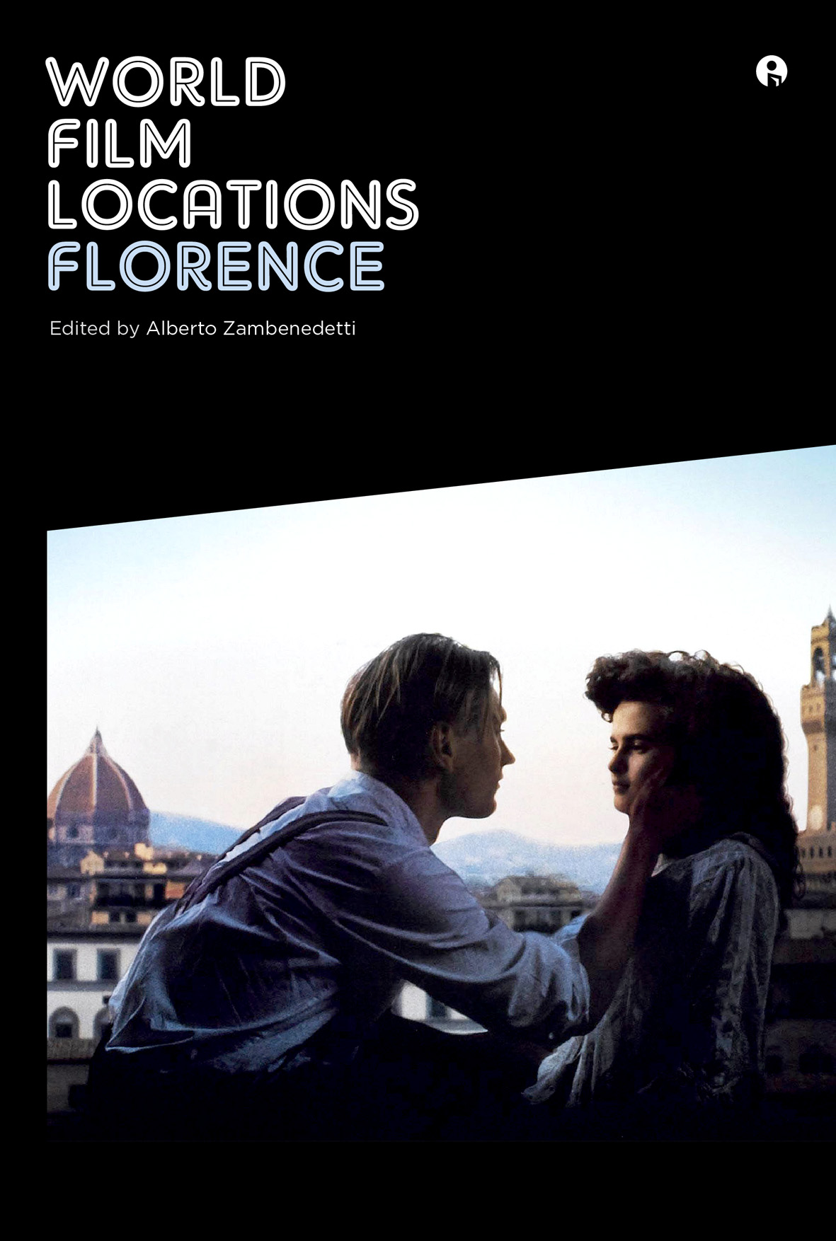 Book cover of World Film Locations: Florence with scene from A Room With a View of Julian Sands and Helena Bonham Carter