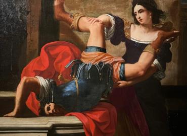 Colour painting of Elisabetta Sirani, Timoclea uccide il capo dei Traci, 1659, olio su tela (Napoli, Museo Nazionale di Capodimonte)