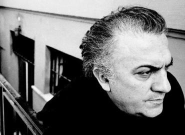 black and white photo of Federico Fellini