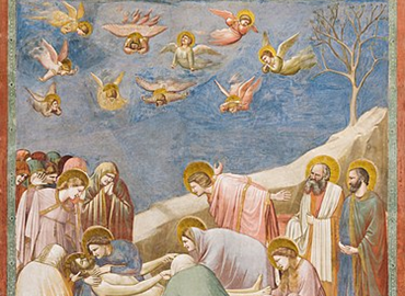 Colour image of Lamentation painting by Giotto.